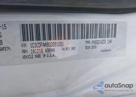 2016 Dodge Dart Se from USA, damaged, VIN 1C3CDFAA9GD591691